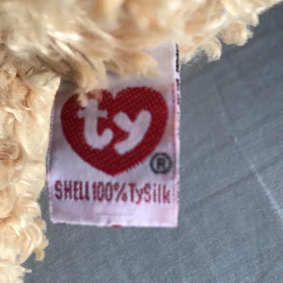 Vintage 2005 TY Classics beige silk bunny beanbag curly plush rabbit Easter kids - Picture 9 of 12